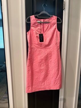 Talbots Pink Textured Sleeveless Midi Dress